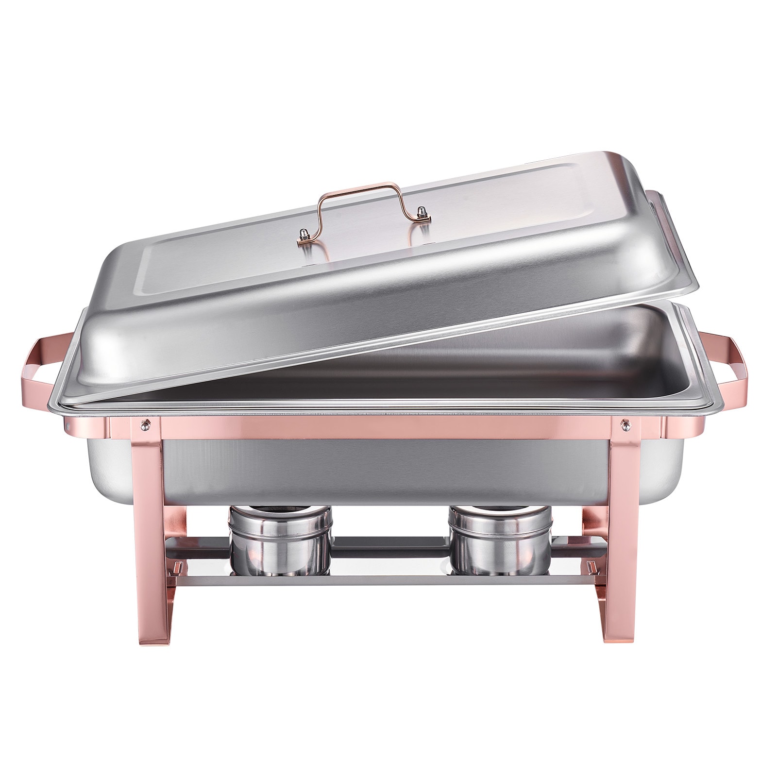 8 Qt 2 Pack Rectangle Chafing Dish Buffet Set Full Size Pan Stainless Steel_voghion.com